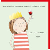 Rosie Made A Thing Christmas — Mum Peace On Earth Wine Card